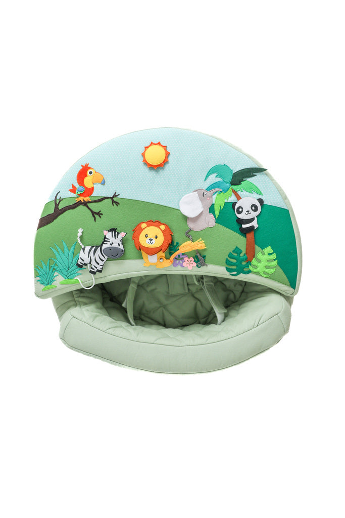 Activity armchair Rondo green with jungle cushion