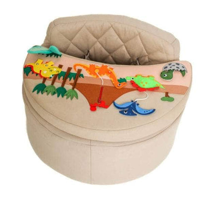 Fauteuil d'activité Rondo beige avec coussin dinosaure