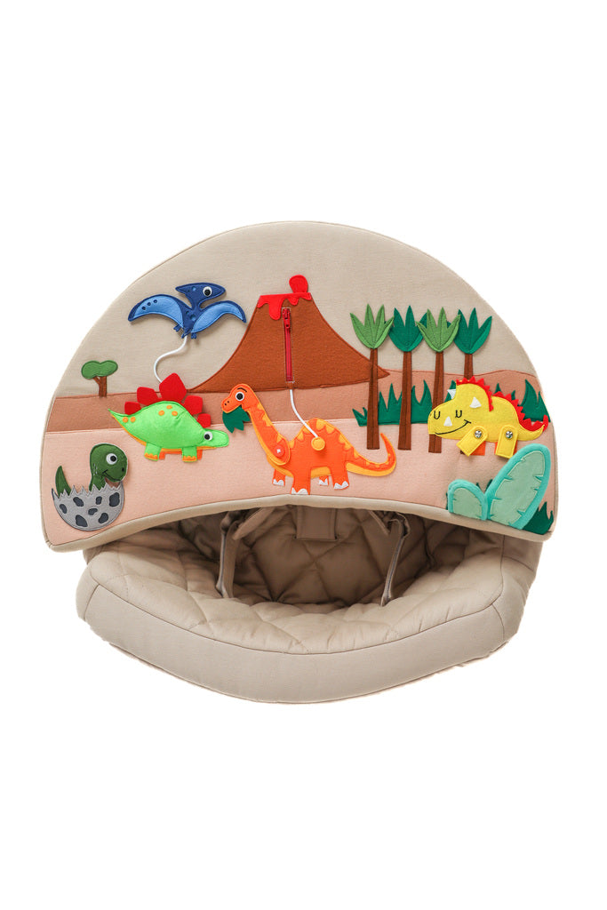 Fauteuil d'activité Rondo beige avec coussin dinosaure