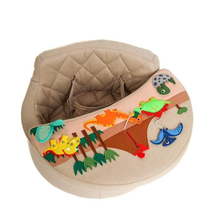 Fauteuil d'activité Rondo beige avec coussin dinosaure