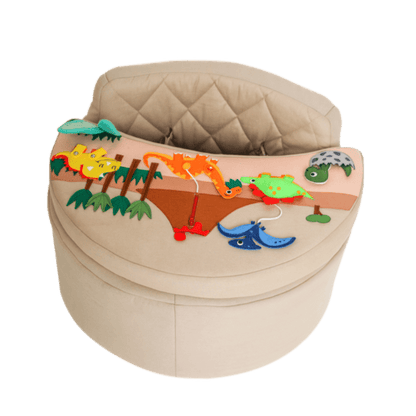 Activity armchair Rondo beige with dinosaur cushion