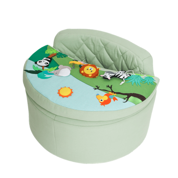 Fauteuil d'activité Rondo vert avec coussin jungle