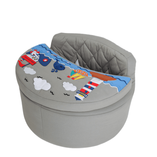 Fauteuil d'activité Rondo gris avec coussin marin