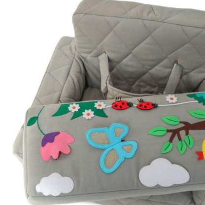 Fauteuil d'activité Ecki gris avec coussin papillon et abeille