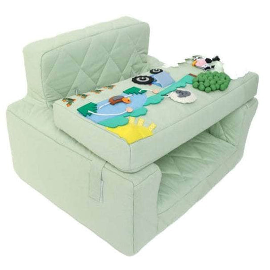 Activity armchair Ecki green with farm cushion